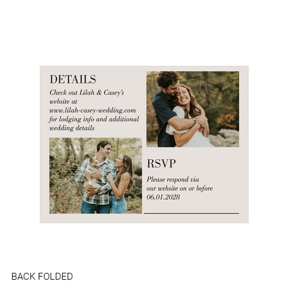 wedding invitation with photo placeholders and RSVP section