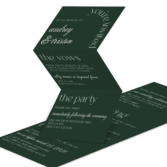 modern wedding invitation with multiple sections