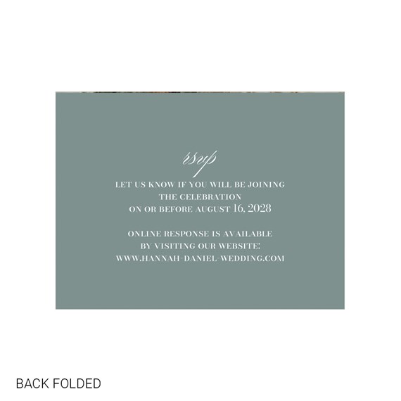 invitation card with RSVP text, soft green background