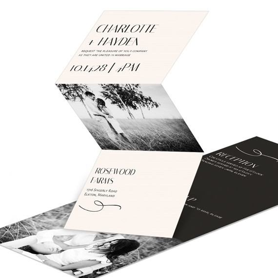 folded invitation with photo areas and elegant typography
