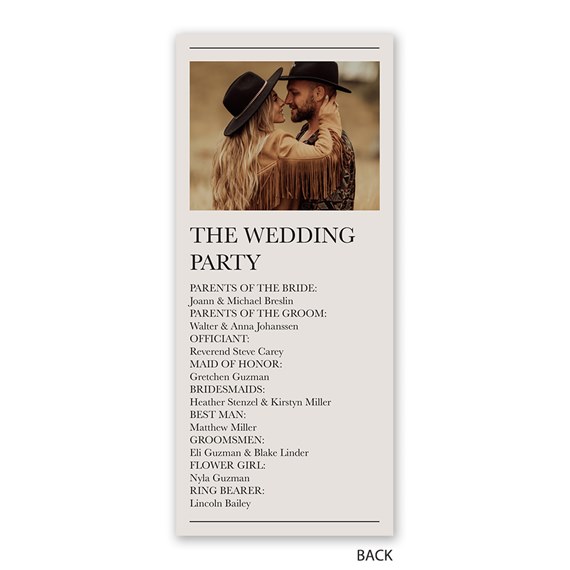 wedding program, photo placeholder