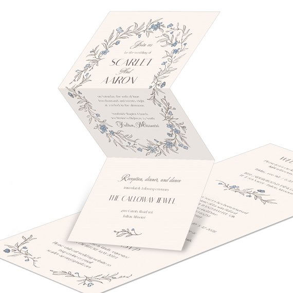 floral wedding invitation with customizable text area