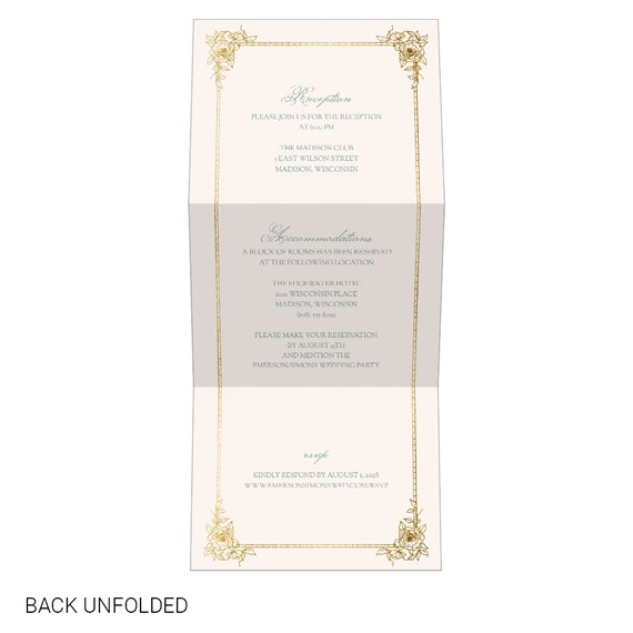 floral monogram invitation with gold accents