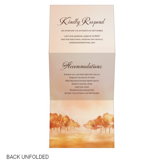 autumn sunset invitation with tree illustration and text area