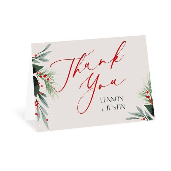 thank you card with foliage and berries
