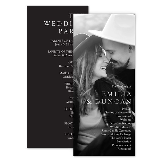 wedding program with photo placeholder