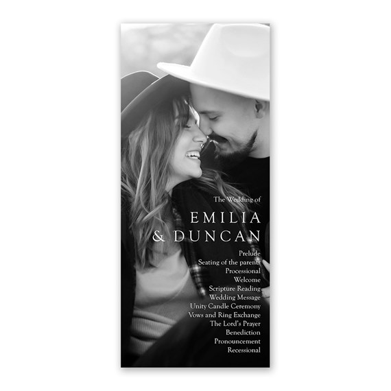 wedding program with photo placeholder