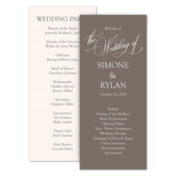 wedding program with photo area