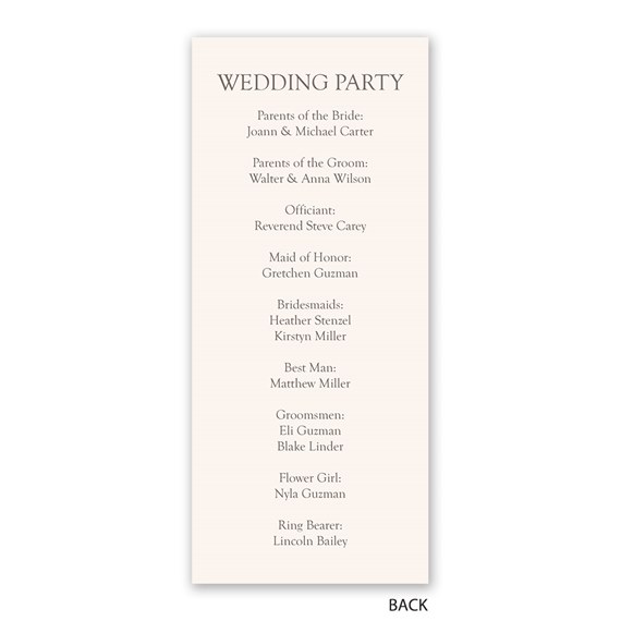 wedding program listing wedding party members