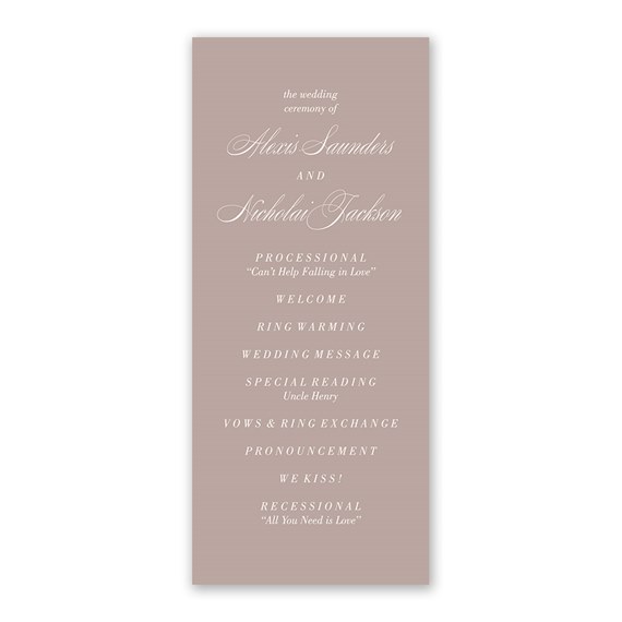 wedding program with ceremony details