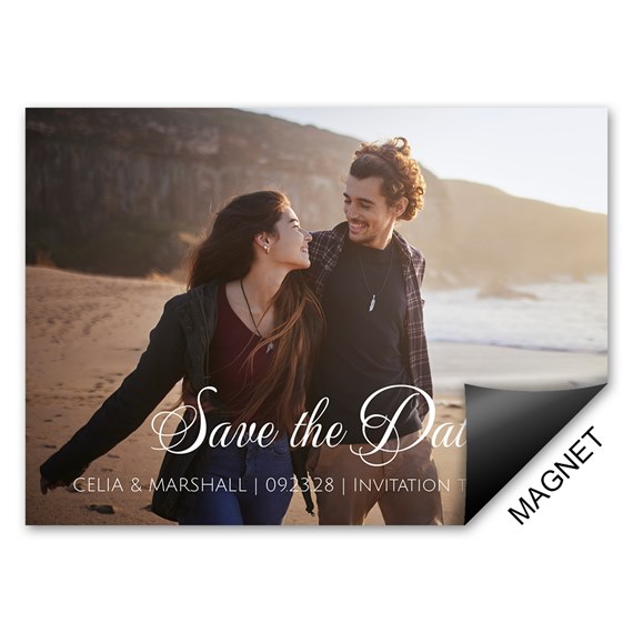 magnet with photo placeholder and save the date text