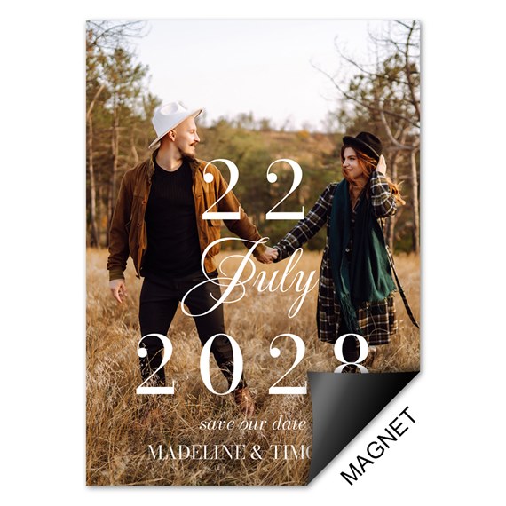 save-the-date magnet with photo area and text