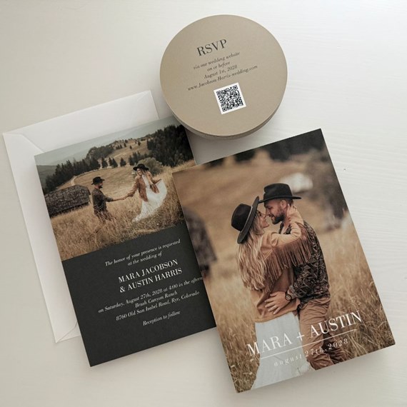wedding invitation with photo area and RSVP card