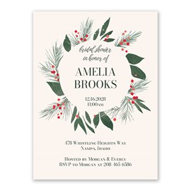Holiday Wreath - Bridal Shower Invitations