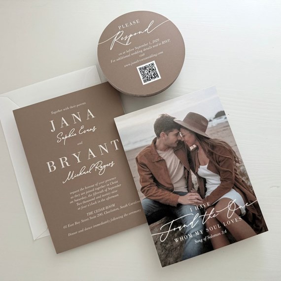 wedding invitation with photo area and RSVP card