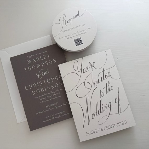 wedding invitation and RSVP cards with calligraphy design