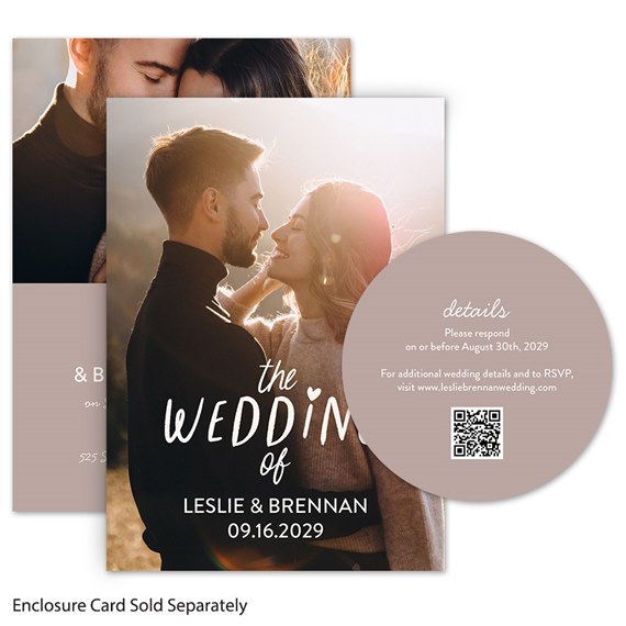 wedding invitation with photo placeholder and details card