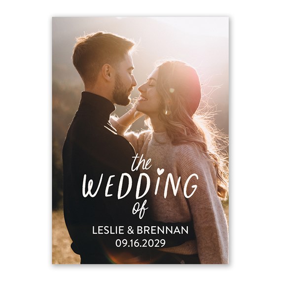 wedding invitation with photo placeholder and decorative text