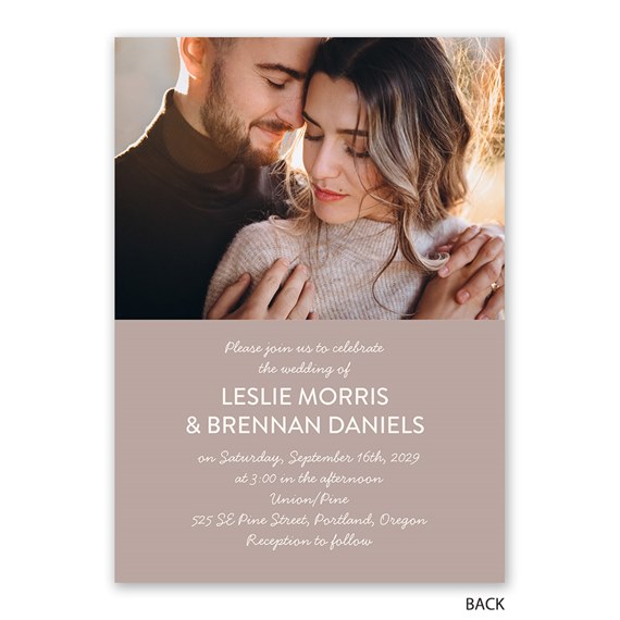wedding invitation with photo placeholder and event details