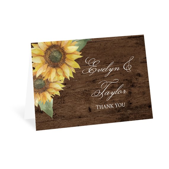 rustic sunflower thank you card with customizable text area