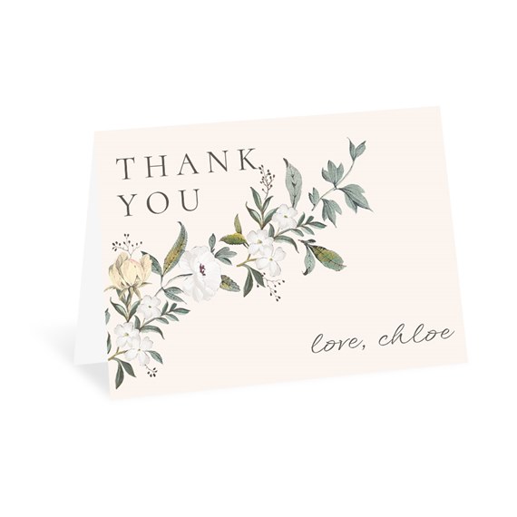 thank you card with floral design and customizable text area