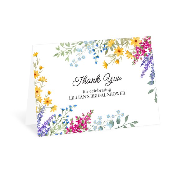 floral thank you card with customizable text area