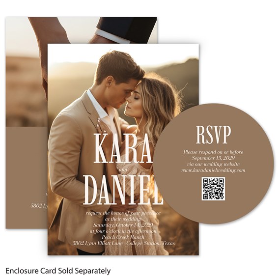 wedding invitation with photo and RSVP card