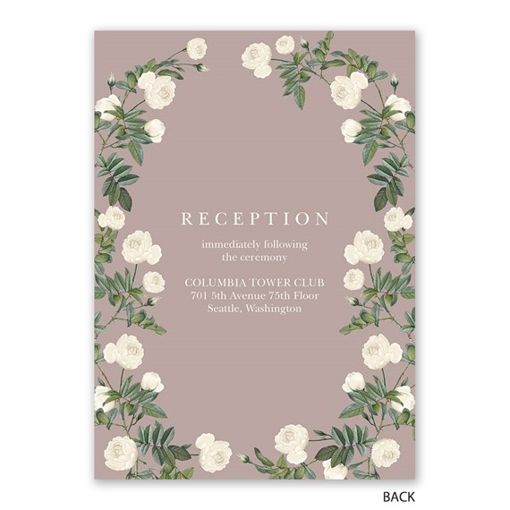 floral wedding reception invitation with roses and customizable text area