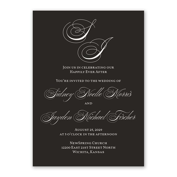 formal wedding invitation with decorative text