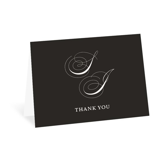 thank you card with initials and decorative text