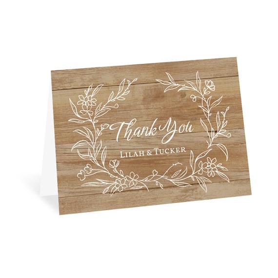rustic botanical thank you card with floral design
