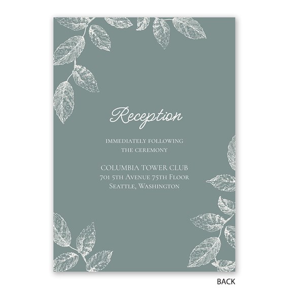 botanical silhouette invitation with white leaves and teal background