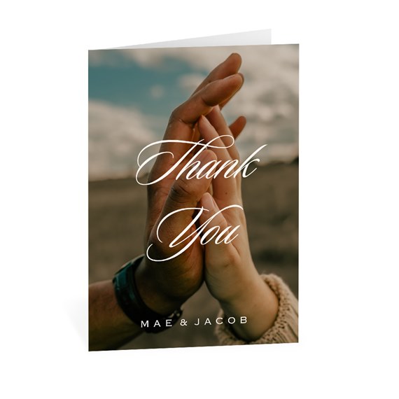 thank you card with hands clasped and customizable text area