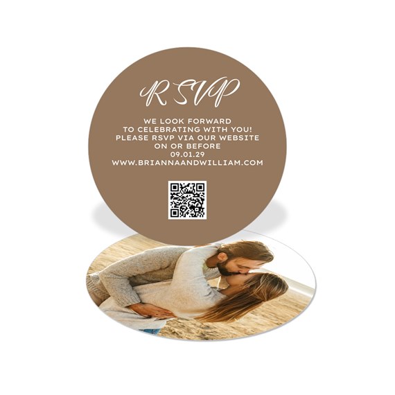 circular rsvp card with photo placeholder