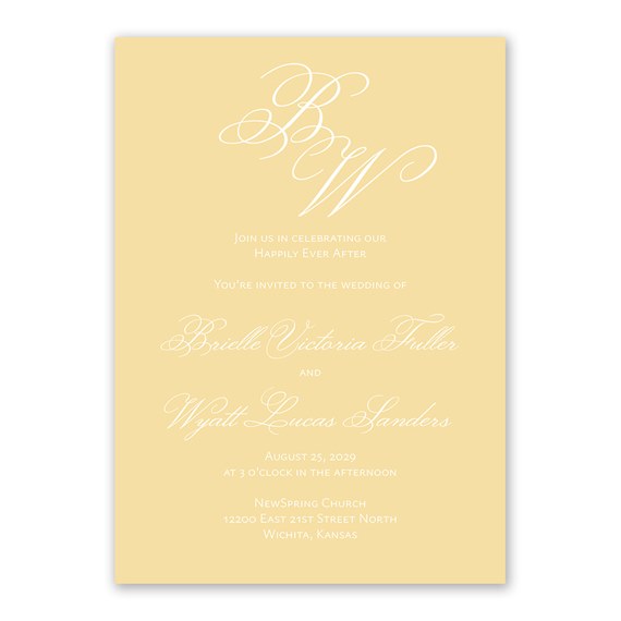 wedding invitation with script lettering and customizable text area