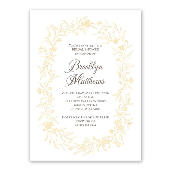 bridal shower invitation with floral frame