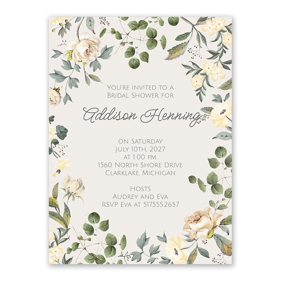 pastel garden bridal shower invitation with floral design
