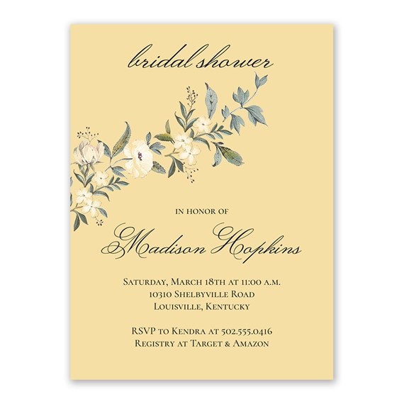 bridal shower invitation with floral design and customizable text area