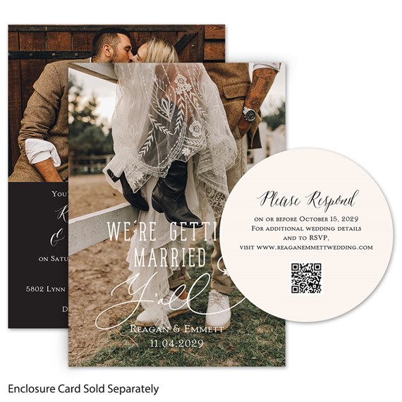 wedding invitation with photo area and RSVP card
