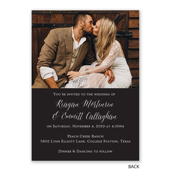 wedding invitation with photo placeholder and event details