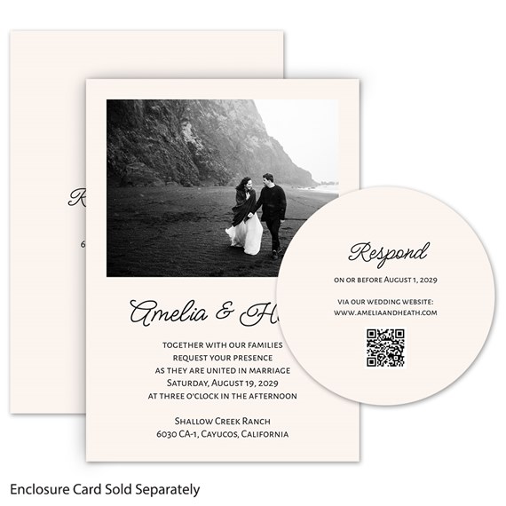 wedding invitation with photo placeholder and RSVP card