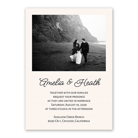 photo placeholder with elegant text invitation