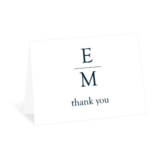 thank you card with initials E and M