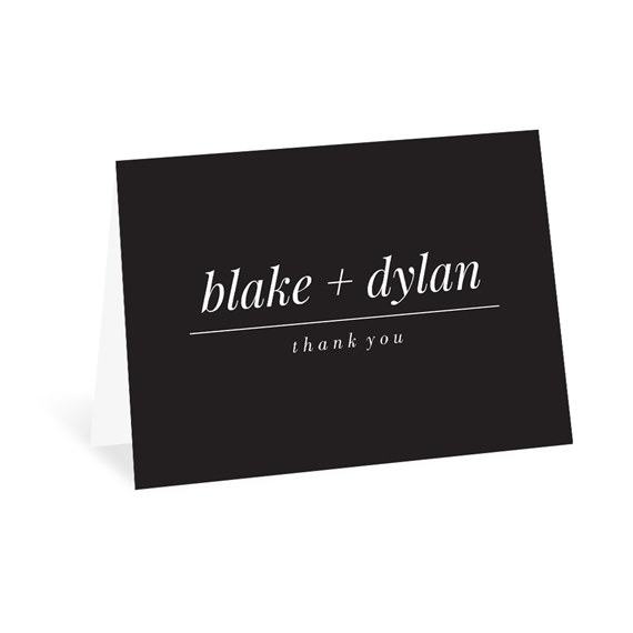 thank you card with black background and white text