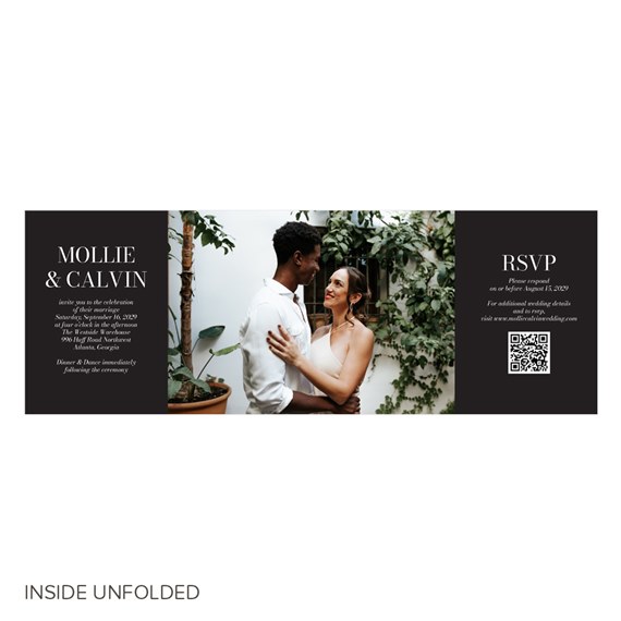 wedding invitation with photo area and RSVP section