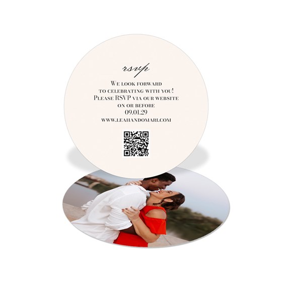 circular RSVP card with photo area