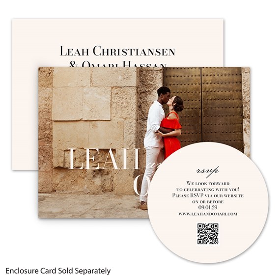 wedding invitation with names and RSVP card