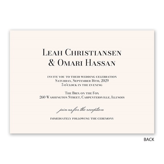 wedding invitation design with names and event details