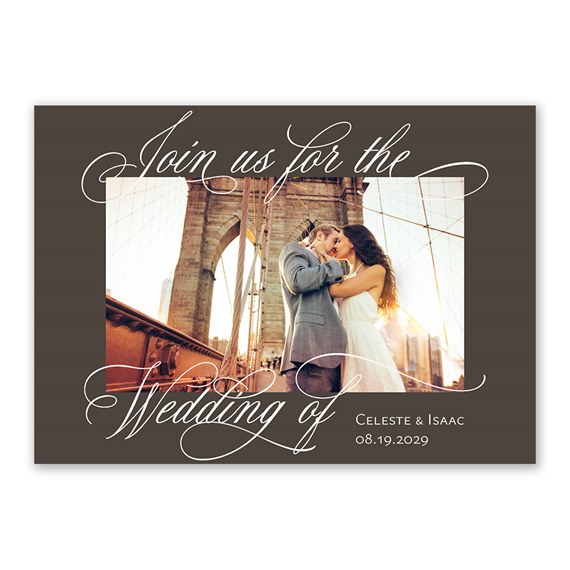 invitation with photo area and calligraphy text