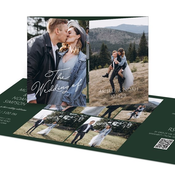 wedding invitation with photo placeholders and text